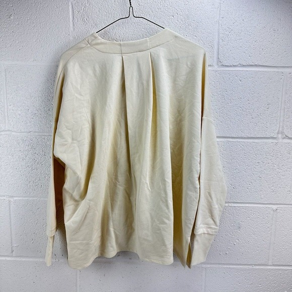Marla Wynne Lounge Cream Long Sleeve V-Neck Pullover Sweatshirt Sz S - Picture 4 of 6